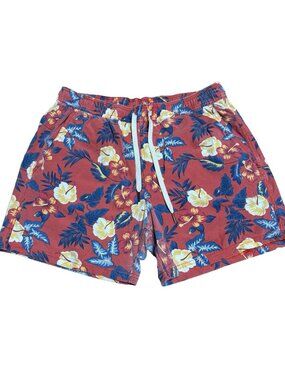 Fair Harbor Swim Trunks Size M Red Floral Print FLAW